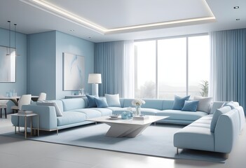 Photo interior modern design room 3D illustration
