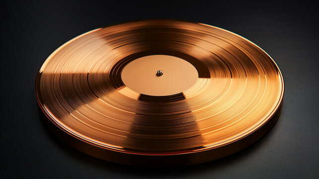 Copper record music disc award isolated on black