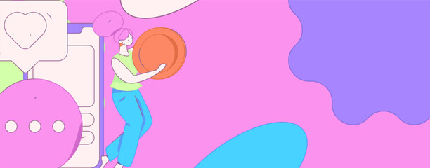 Use red envelopes to attract new customers and promote activity. Flat vector character concept illustration
