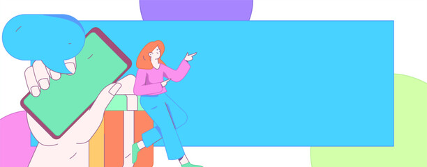 Use red envelopes to attract new customers and promote activity. Flat vector character concept illustration
