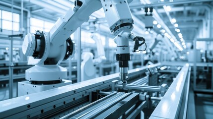 Automated manufacturing, robotics, AI technology, industrial engineering, production line, efficiency, smart factory, innovation, technology, engineering