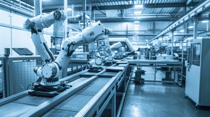 Smart manufacturing, robotic automation, industry 4.0, production line, AI integration, technology, robotics, efficiency, engineering, innovation