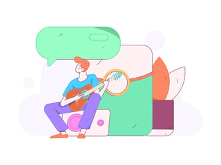 Use red envelopes to attract new customers and promote activity. Flat vector character concept illustration
