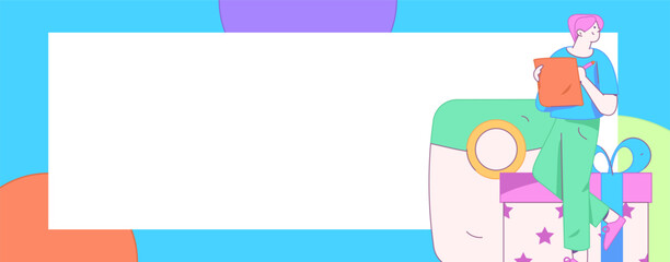 Use red envelopes to attract new customers and promote activity. Flat vector character concept illustration
