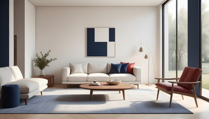 Photo interior modern design room 3D illustration