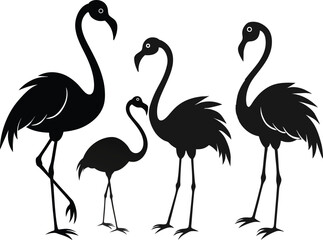 flamingo black vector silhouette