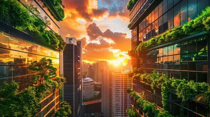 Innovative sustainable urban architecture integrates biotech green design to address concerns regarding ecology, climate change, and overpopulation.