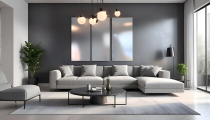 Photo interior modern design room 3D illustration