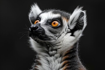 Naklejka premium Close-up portrait of a lemur with big eyes
