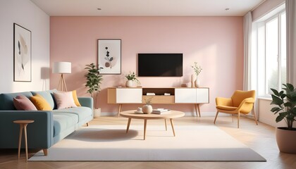 Photo interior modern design room 3D illustration