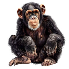 Naklejka premium Clipart illustration of chimpanzee on a white background. Suitable for crafting and digital design projects.[A-0002]