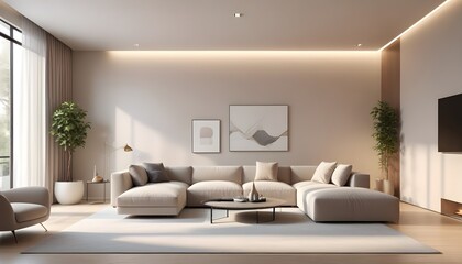 Photo interior modern design room 3D illustration