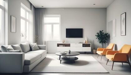 Photo interior modern design room 3D illustration