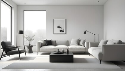 Photo interior modern design room 3D illustration