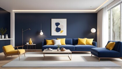 Photo interior modern design room 3D illustration