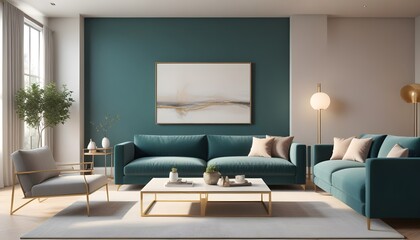Photo interior modern design room 3D illustration