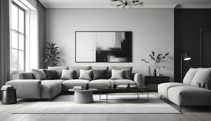 Photo interior modern design room 3D illustration