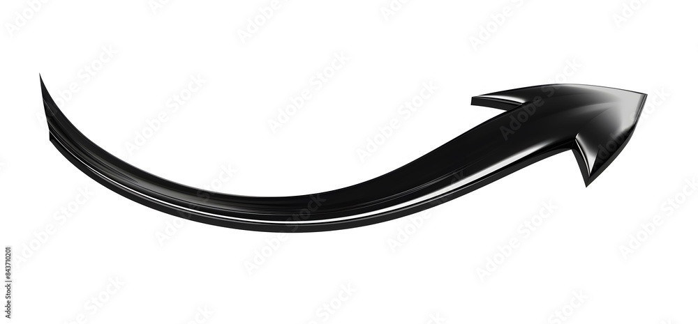 Wall mural  Arrow black curved looped sleek and vector image