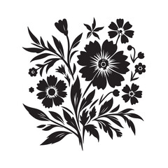 vector silhouette black flower in white background