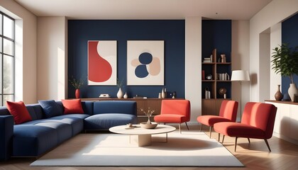 Photo interior modern design room 3D illustration