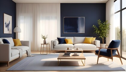 Photo interior modern design room 3D illustration
