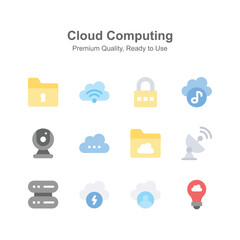 Pack of cloud computing icons, ready to use vectors