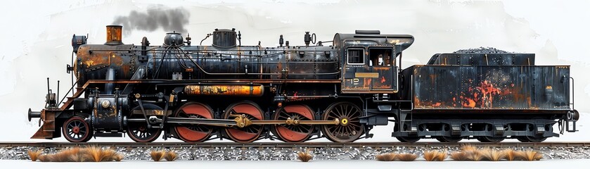 Naklejka premium Old Locomotive Train isolated on white background