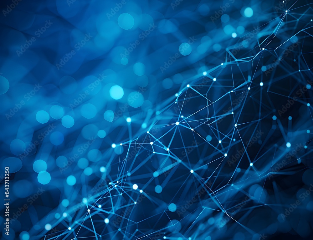 Poster abstract blue background in the style of digital network and connection technology, web banner for t