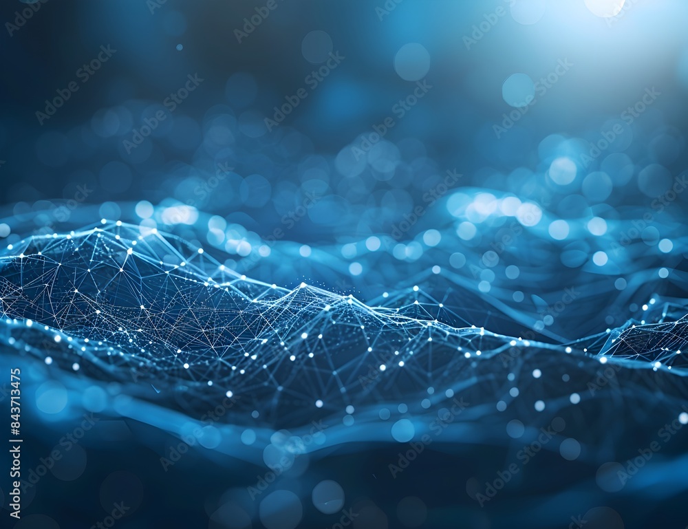 Aufkleber abstract blue background in the style of digital network and connection technology, web banner for t