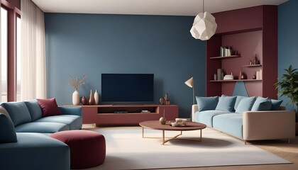 Photo interior modern design room 3D illustration