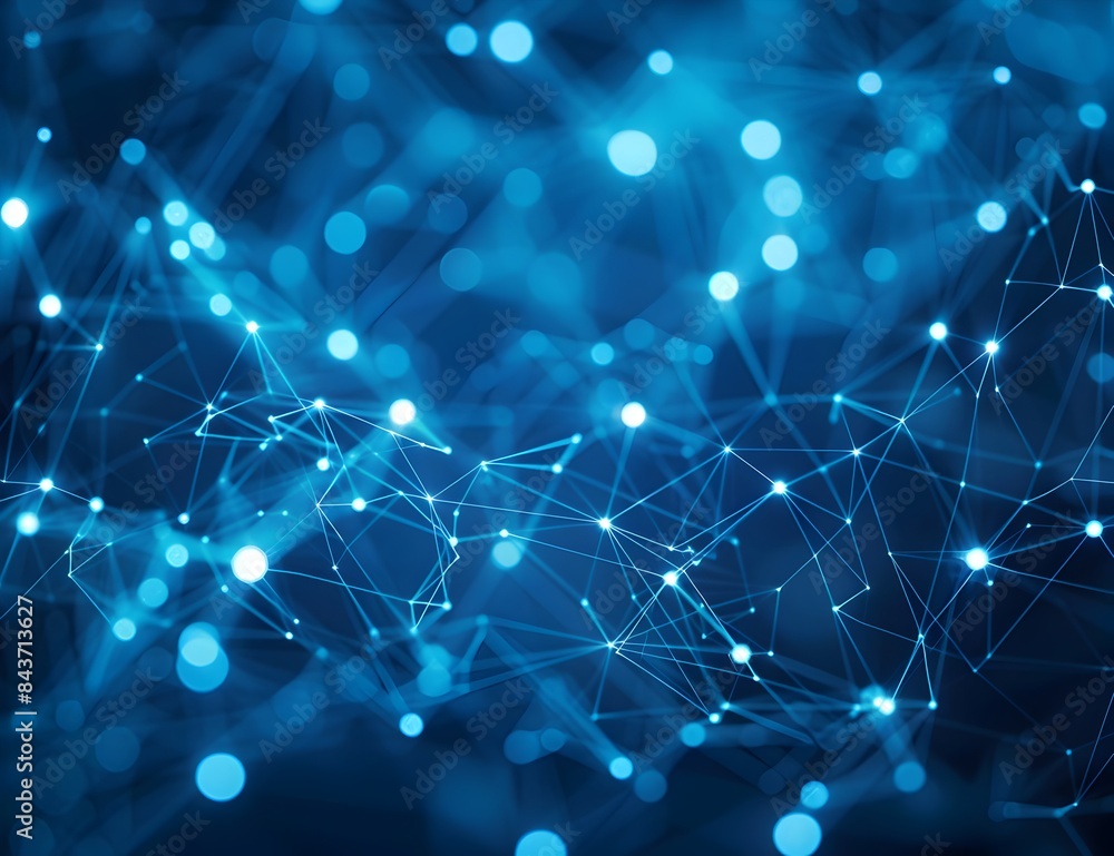 Poster abstract blue background in the style of digital network and connection technology, web banner for t