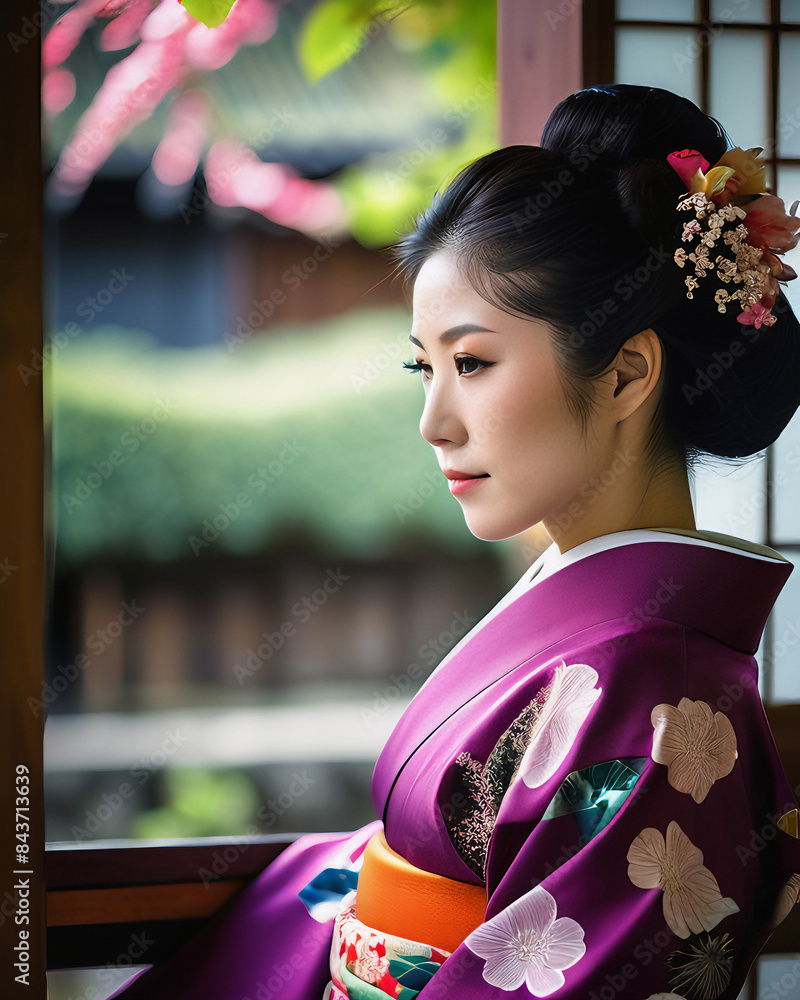 Wall mural Japanese Woman in a Traditional Kimono