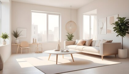 Photo interior modern design room 3D illustration