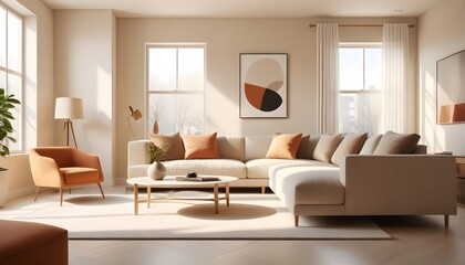 Photo interior modern design room 3D illustration