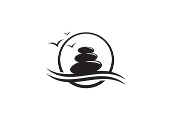 simple balancing stones logo design icon template