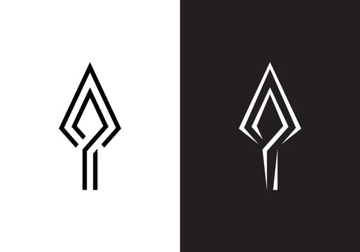 spear head logo. adventure, hobby, camping, hunting symbol icon design