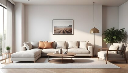 Photo interior modern design room 3D illustration