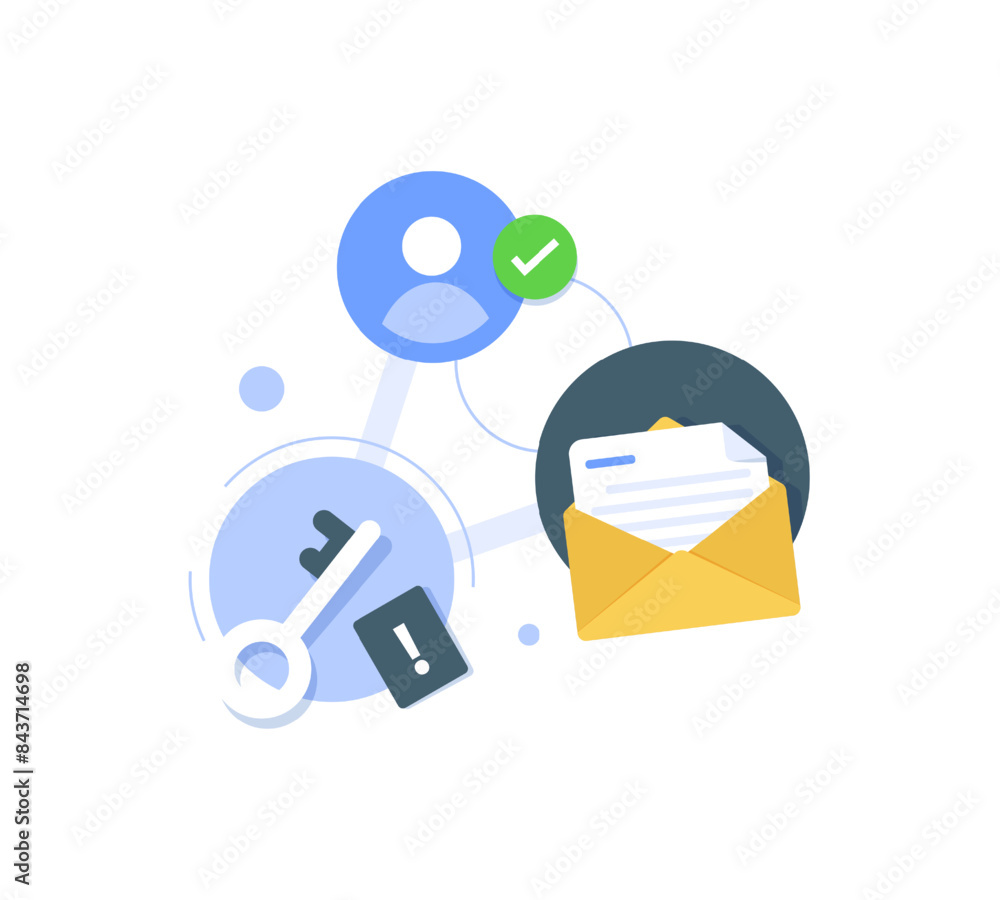 Poster securing account with two step verification with email concept,multi factor authentication