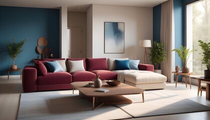 Photo interior modern design room 3D illustration