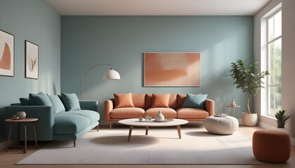 Photo interior modern design room 3D illustration