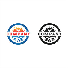 Premium quality set of logo design vectors, vintage logo emblems, best collection of heating and cooling logo template designs suitable for home services,silhouette