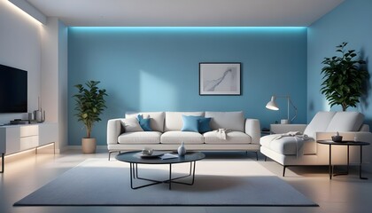 Photo interior modern design room 3D illustration