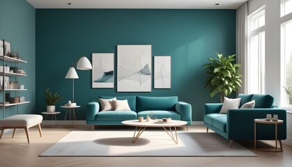 Photo interior modern design room 3D illustration