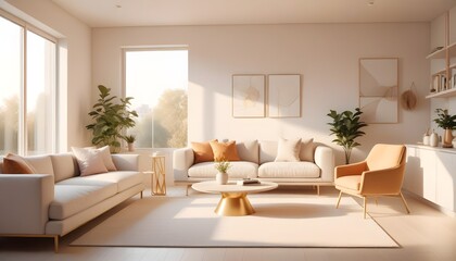 Photo interior modern design room 3D illustration