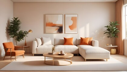 Photo interior modern design room 3D illustration