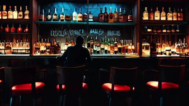 bar at night. seamless looping 4k video