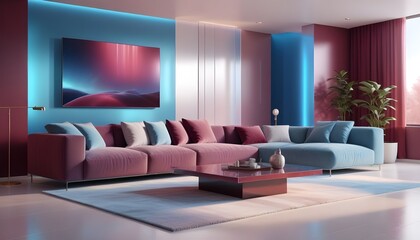Photo interior modern design room 3D illustration