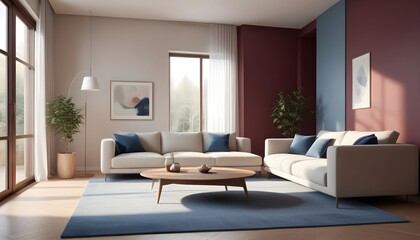 Fototapeta premium Photo interior modern design room 3D illustration