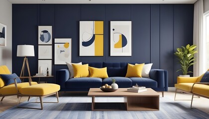 Photo interior modern design room 3D illustration