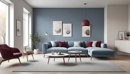 Photo interior modern design room 3D illustration